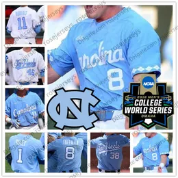 Heels#3 College Baseball nosi UNC North Carolina Tar Dylan Harris 4 Brandon Martorano 6 Enwiller 23 Tyler Baum 2019 CWS Baseball White Blue