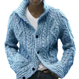 Herrenpullover, Wintermantel, einreihig, Knöpfe, Strickjacke, weich, warm, einfarbig, verdrehte Textur, Revers, Herren 221130