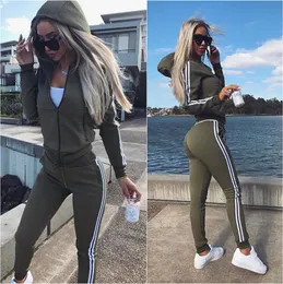 مجموعة من القطعة للسيدات بانت التتبع مجموعة رياضية غير رسمية للملابس الرياضية السوستة الركض Femme Hoodies سراويل Sweatshirt Ropa Mujer Verano 221130