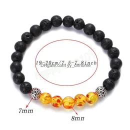 Charm Bracelets Charm Stone Bracelet 8Mm Volcanic Lava Beads Elastic Bracelets Fashion Jewerly For Men Women Gift Psera Hombre Drop Dhqyg