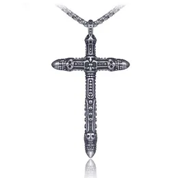 Punk Skull Cross Necklace Pendant Stainless Steel Celtic Ancient Silver Necklaces Women Men Hip Hop Fine Fashion Jewelry