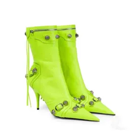Mulheres Slim High Heel Metal Cadel Sapatos de luxo Moda confort￡vel de ponta do tornozelo Stiletto Short 221130