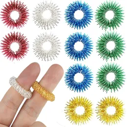 Decompression Toy 5Pcs Set Spiky Sensory Anxiety Rings for Finger Massage Hand Acupressure Massager Fidget Stress Relief Circulation 221129