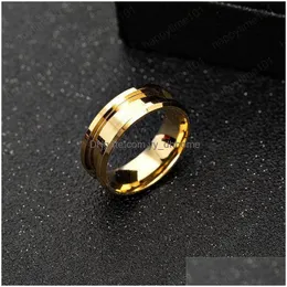 Band Rings Stainless Steel Groove Ring Band Finger Tie Rings For Women Men Fashion Jewelry Will And Sandy Gold Blue Black Drop Delive Dhick