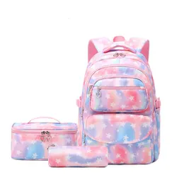 Backpacks 3 Pcs Set School Backpack for Girls Bags Children Waterproof Kids Bookbag Pencil Case Mochila Infantil Lunchbox 221129