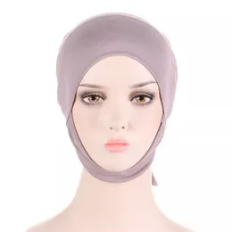 Mehrfarbige elastische Bandage Hijab Caps Muslim Wrap Turban Hut Mode Headtie innere Hijabs Motorhaube verstellbares Stirnband