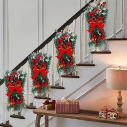 Decorative Flowers LED Up Prelit Stairway Wreath Lights Decoration Christmas Cordless Trim Stairs For Cabinets