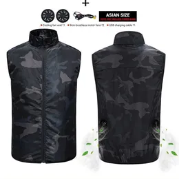 Giubbotti da uomo Aiwetin Summer Raffredding Fan Vest USB Abbigliamento in carica Smart Men Donne Outdoors per la crema solare Giacca per la pelle FREAD AUSEGGIO 221130