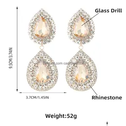Dangle żyrandol biżuteria moda Wyolbrzymiona mtilayer kropla w kształcie stopu Diamond Ronstone Kolczyki Dhtjo