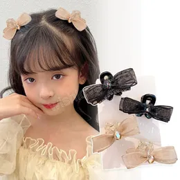 Mesh Strass Haar Krallen Klemmen Mädchen Hohe Pferdeschwanz Seite Clip Haarnadel Bowknot Haar Clips kinder Haar Zubehör Kopfbedeckungen