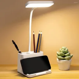 Masa lambaları LED Büroulamp Başucu Oplaadbare Tafellamp Met Pen Houder Dimbare Touch Licht Dimmen Nachtlampje
