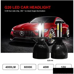 LED 전구 G20 자동차 헤드 라이트 H1 H3 H4 H7 H8 H9 H10 H1 HB3 HB4 H13 9004 80W 8000LM 6000K 헤드 램프 드롭 배달 조명 DHDHD 용 LED 램프