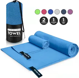 Customize Microfiber Sport Towel Set Hooded Hang Gym Yoga Swimming Fishing Travel Super Sweat Absorbent Quick Spin-dry Lint Sand Free Beach Towel Rectangle Solid
