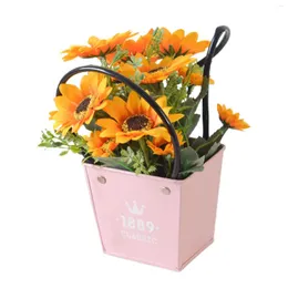 Dekorative Blumen künstlich mit Topf kleine frische Sonnenblumen Topfpflanzen Hand Blumenkorb Dekoration Bar El Hochzeitstisch