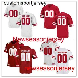 Günstiges individuelles Wisconsin Badgers-Trikot mit beliebiger Nummer und Namen für Herren, Damen, Jugend, NCAA-Fußballtrikot XS-5XL 6XL