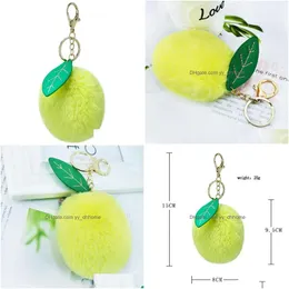 Ключевые кольца кроличье мех манго подвесной кулон Клапок милый шарм Keyring Kids Women Bag Accessory Jewelry Dister