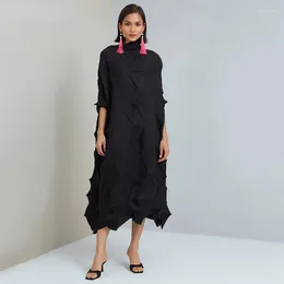 Sukienki codzienne 2022 Miyake Wrinkle Oryginalny projekt ręcznie robiony diamentowy moda elegancka luźna sukienka na przyjęcie na środkowej długości lato