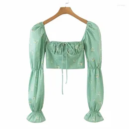 Женские блузки йенки мода Женские Женские цветочные печатные шкаф