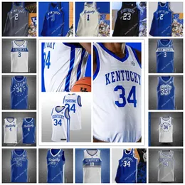 NCAA Kentucky Wildcats Basketball Jersey Stitched Custom Style 31 Kellan Grady 34 Oscar Tshiebwe 11 Dontaie Allen 55 Lance Ware Bryce Hopkins Kareem Watkins Jerseys