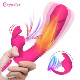 Sex Toy Massagegeräte 23 cm Sauger Klitorstimulator Dildo Kaninchen Vibratoren Saugen Vibrator Erhitzen G Punkt Massage Mächtiges AV -Zauberstab Spielzeug für Womem