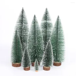 Christmas Decorations 1pcs Mini Tree Small Fake Pine Needle Artificial Decorated Table Ornaments Navidad Xmas Santa Snow Home Party