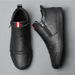 M￤n casual skor v￥r h￶st vinter mode dubbel blixtl￥s trend h￶ga toppar platt skor varma loafers da7