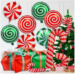 Dekoracje świąteczne Wesołych pudełka na prezent Candy Cane Balon Dzieci nadmuchiwane zabawki Wybuchowy wystrój gwiazdy do domu Xmas 2022