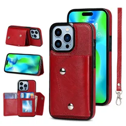 F￶r iPhone 14 Pro Max Wallet Cases Pu Leather Buckle Card Holder Bag Pocket Flip Stand Telefon￶verdrag f￶r iPhone13 12 11 XR XS X 8 7 Plus 6s