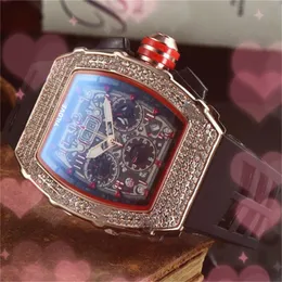 Mode Hommes 43mm Diamants Montre Bracelet En Caoutchouc Mouvement À Quartz Designer Horloge Montre De Luxe Étanche Multi-fonction Lumineux Couche Montres D'affaires