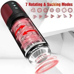 YY12 Massager Sex Toy Artificial Cunt Automatisk sugande rotation Elektrisk realistisk 3D -vävda vagina stroker leksaker för män