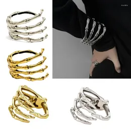 Bangle Punk Exaggerated Skeleton Hand Gothic Edgy Bone Claw Armlet Arm Ring For Women Men