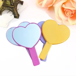 Love Heart Shape Mirrors 사용자 정의 개인 라벨 도매 손 보류 메이크업 도구를위한 귀여운 휴대용 거울