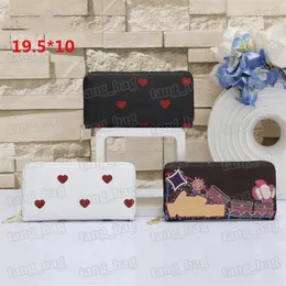 Diseñadores de lujo clásico corazón Old Flower patrón billetera damas rectangular cremallera billetera Monederos bolso de embrague