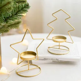 Juldekorationer Navidad 2023 Dekor för hem järn Xmas Tree Creative Elk Metal Candle Holder Candlestick bordsdekoration ornament