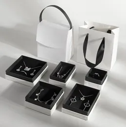 Karton Kağıt Takı Kutuları Kolye Bilezik Küpe Halka Depolama Organizatörü Jewellry Hediye Ambalaj Kılıfları İçinde Süngerle