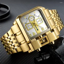 Armbanduhren Oulm Uhr Big Square Zifferblatt Edelstahl Männer Uhren Quarzuhr Männliche Sport Armbanduhr Relogio Masculino