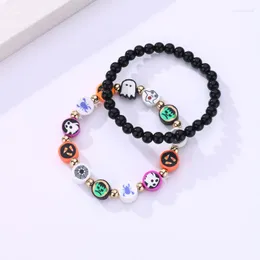 Strand Lovecryst 2 Stück/Set Acrylperlen Halloween Totenkopf Armbänder für Frauen Mädchen handgefertigte Schmuckgeschenke