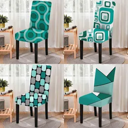 Krzesło obejmują geometrię wzór domu spandeksu proste krzesła jadalne nowoczesne biuro elastyczne okładkę kuchenną dekoracje akcesorium