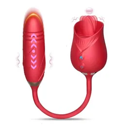 Sex Toy Massager rose Vibrator 10 Speed Thrusting Dildo Clit Nipple Oral Pussy Licking Clitoris Stimulator Female Masturbation Toys for Women