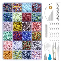 Perle semi di vetro kit assortito a strisce piccole con scatola per braccialette di gioielli realizzando 24 in stile circa 9600 pezzi