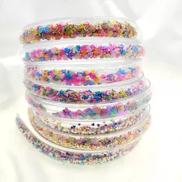 Party Favor Transparenta Quicksand pannband f￶r barn barn flickor mode glitter paljett t￤nder h￥rband bezel h￥r hoops h￥r tillbeh￶r