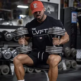 Magliette da uomo T-shirt a maniche corte in cotone con stampa estiva Abbigliamento da palestra da uomo T-shirt aderenti da allenamento Maglietta sportiva per bodybuilding da uomo