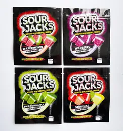 sour jacks empty zipper package bags power green apple wildberry watermelon edible Mouth puckering sadf