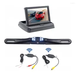 Car Rear View Cameras Cameras& Parking Sensors Gianloon 4.3"Foldable TFT LCD Monitor Wireless Camera With 8IR Lights Reverse Night