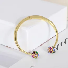 Мода Bangle простой инкрустанный цвет полный бриллиантовый шар открытый женский браслет