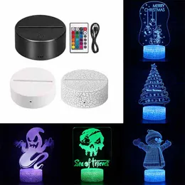 3D Gece LED Işık Lamba Baskı Noel Dekorasyon Işıkları Çok Stiller Akrilik Panel Xms Hediye Çocuklar İçin 16 Renk Uzak USB Kablosu