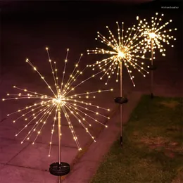 سلاسل LED Solar LED ضوء الألعاب النارية في الهواء الطلق أضواء 90/150 LEDS Garden Street Garland سنة سعيدة 2023 ديكور عيد الميلاد