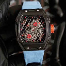 Watch Designer Luksusowe męskie Mechaniczna lufa wina Richa Milles RM27-04 Seria Automatyczna taśma z włókna węglowego Tape Swiss Ruch Men