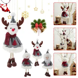 Juldekorationer Snowman Elk Hanging Plush Fabric Tree Pendant Decoration 2022 Navadad Party Ornament Year Kid Gifts Xmas