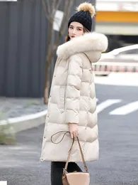 Damskie okopy płaszcze zimowe ubrania damskie 2022 Koreańska ciepła kurtka damska wielka futra kołnierz z kapturem Wmen A68388 YY1976